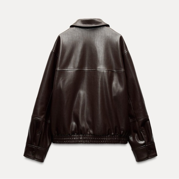 Zara FAUX LEATHER BOMBER JACKET - Picture 6 of 8